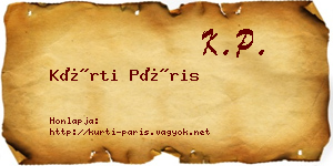 Kürti Páris névjegykártya